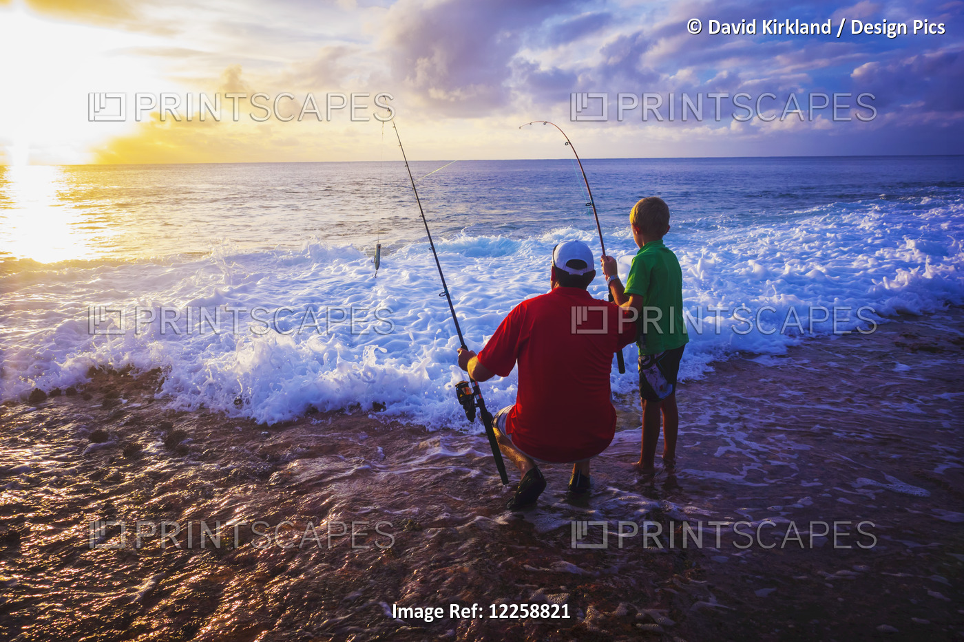 Father And Son Fishing On Niue Island; Niue