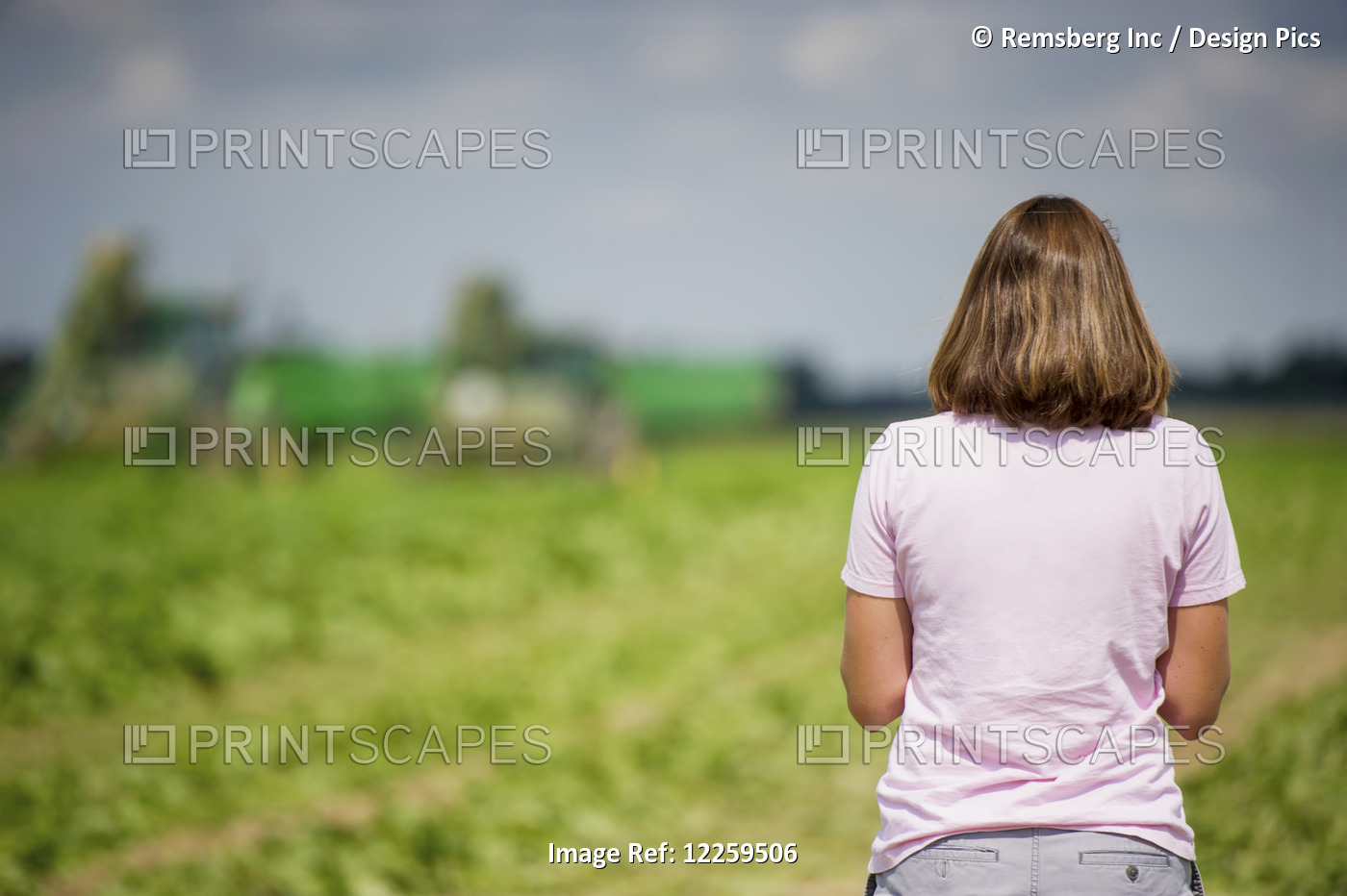 Female Farmer Looking Out At Her Farmland; Preston, Maryland, United States Of ...