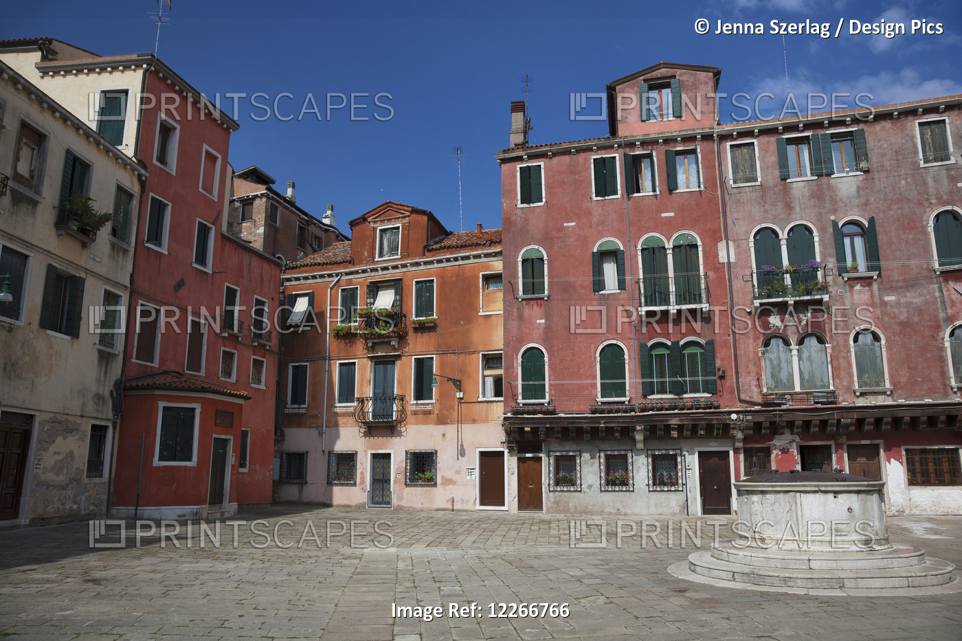 Campo San Polo Square With Blue Sky; Venice, Italy