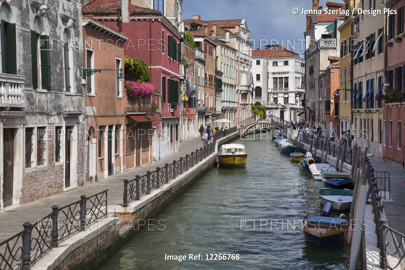 A Small Canal With Boats; Venice, Italy