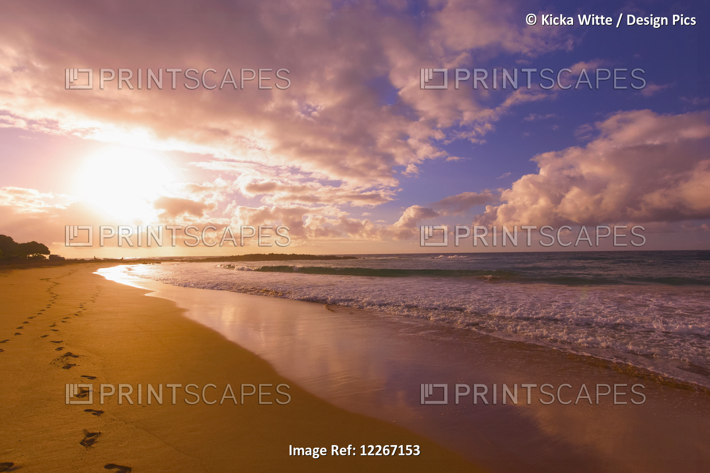 Sunrise On Kealia Beach; Kauai, Hawaii, United States Of America