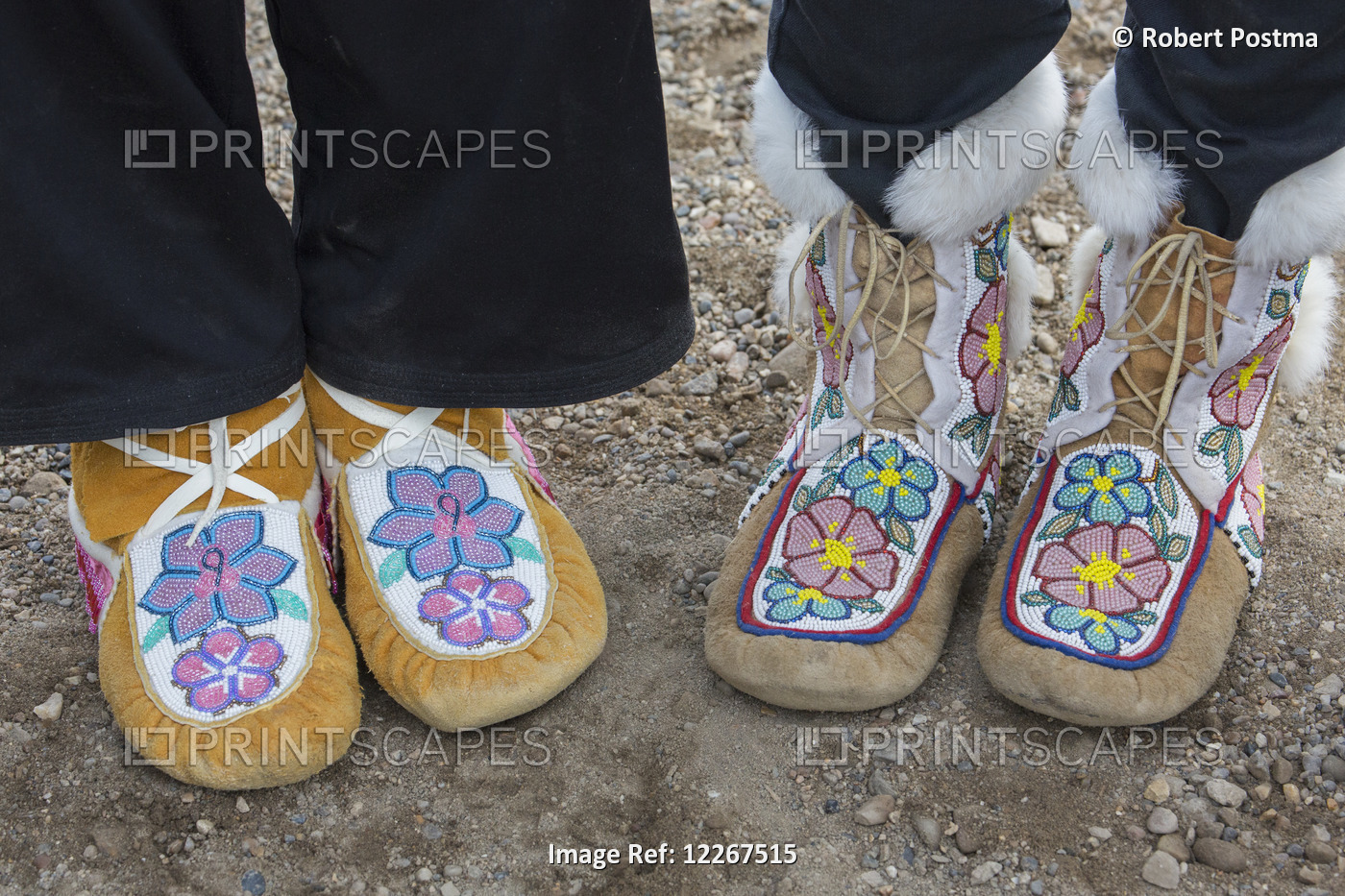 An Example Of Gwich'in Beading On Slippers; Old Crow, Yukon, Canada