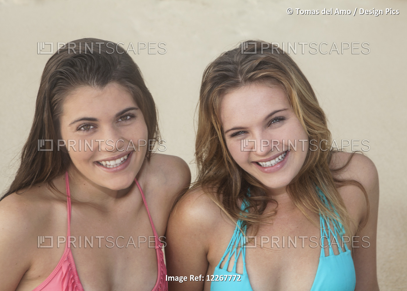 Teenage Sisters At The Beach; Kailua, Island Of Hawaii, Hawaii, United States ...