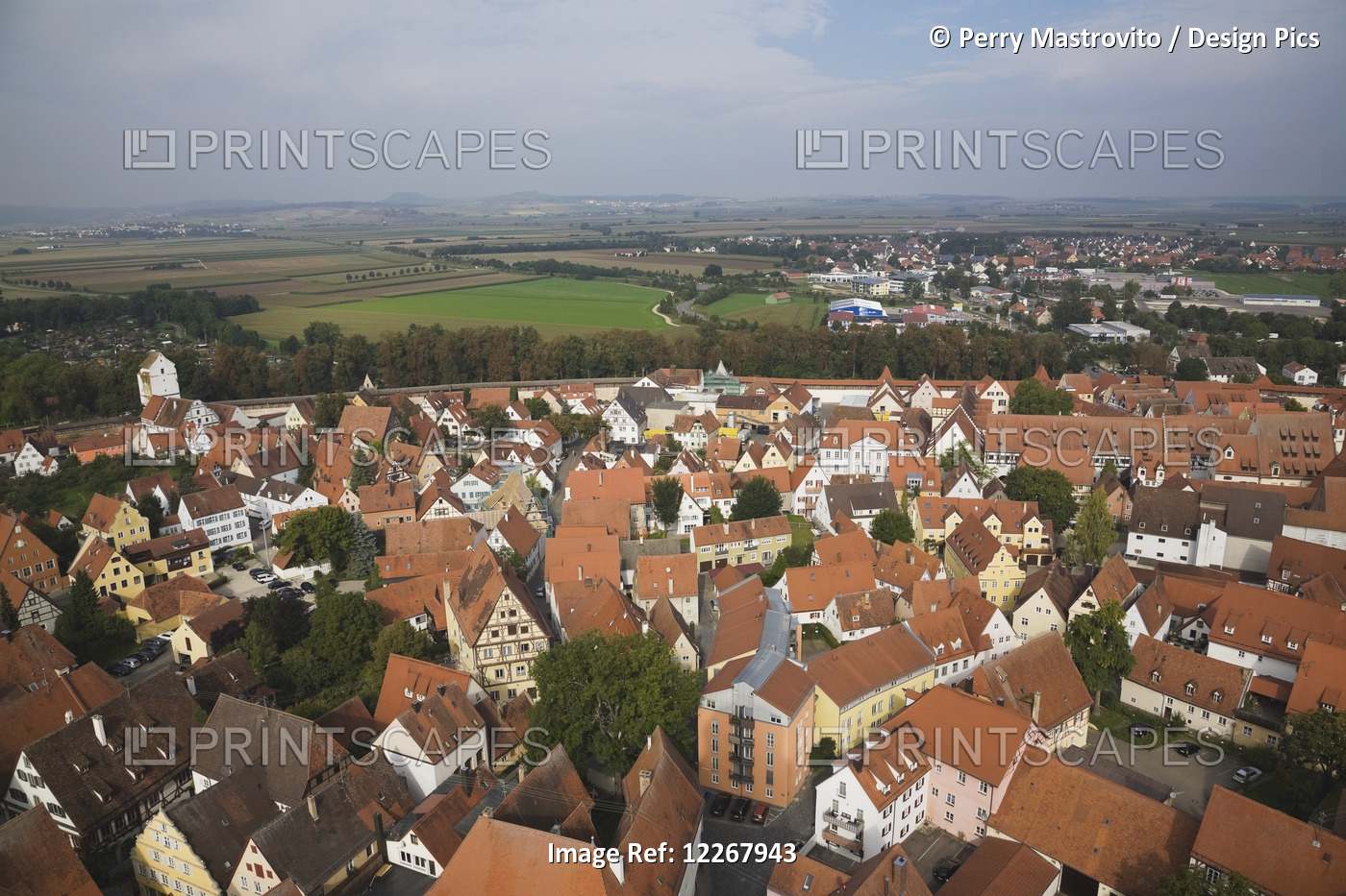 Medieval Town Of Nordlingen In Late Summer; Nordlingen, Bavaria, Germany