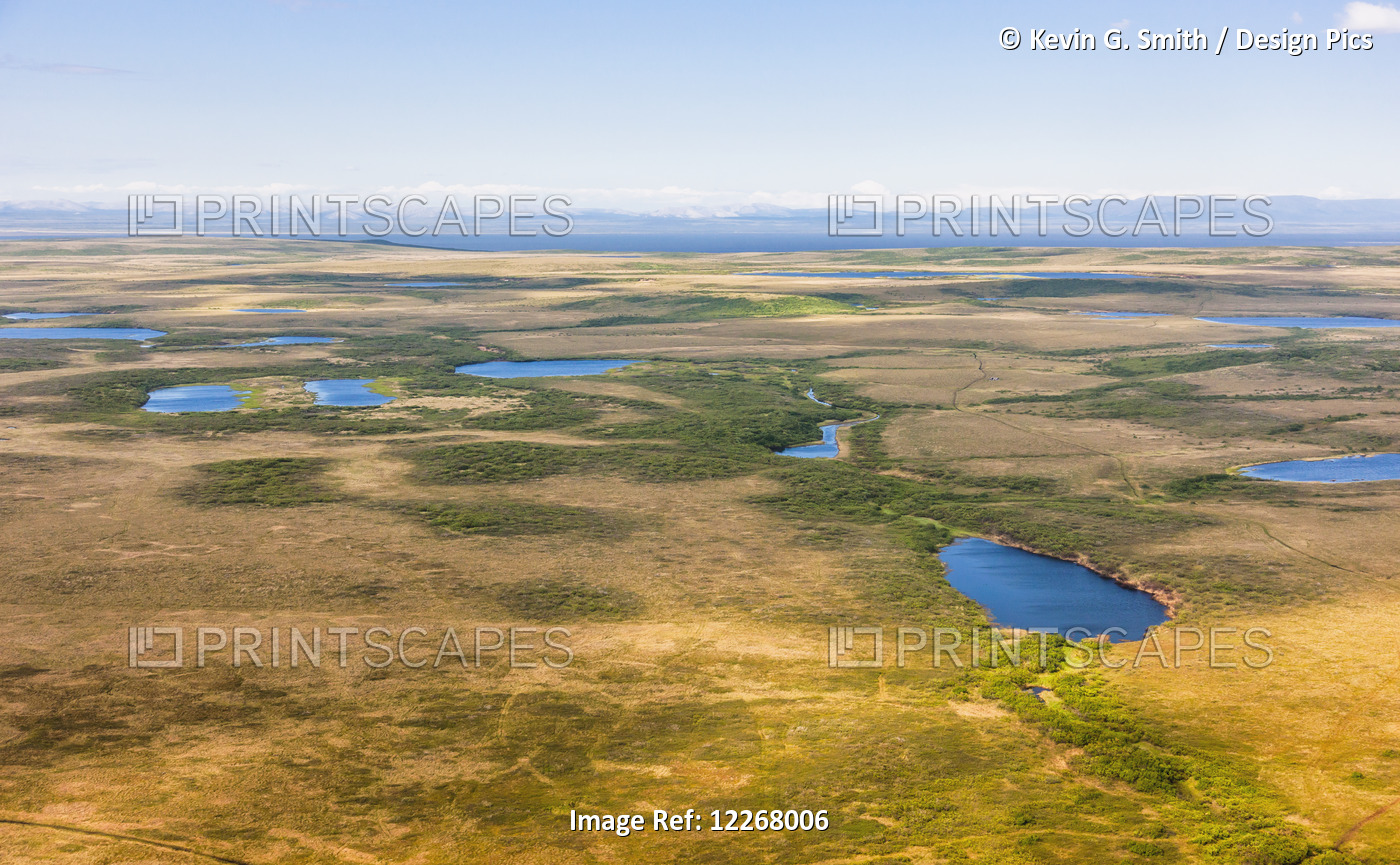Aerial View Of Tundra And Lakes, Baldwin Peninsula, Baird Mountains Visible In ...