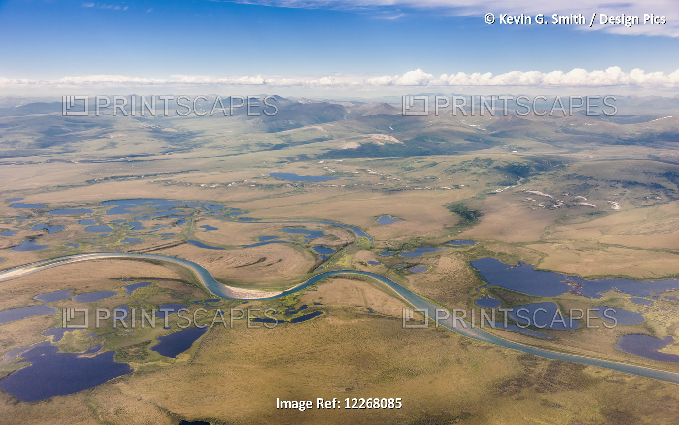 Aerial View Of The Kobuk River With The Baird Mountains Visible In The ...