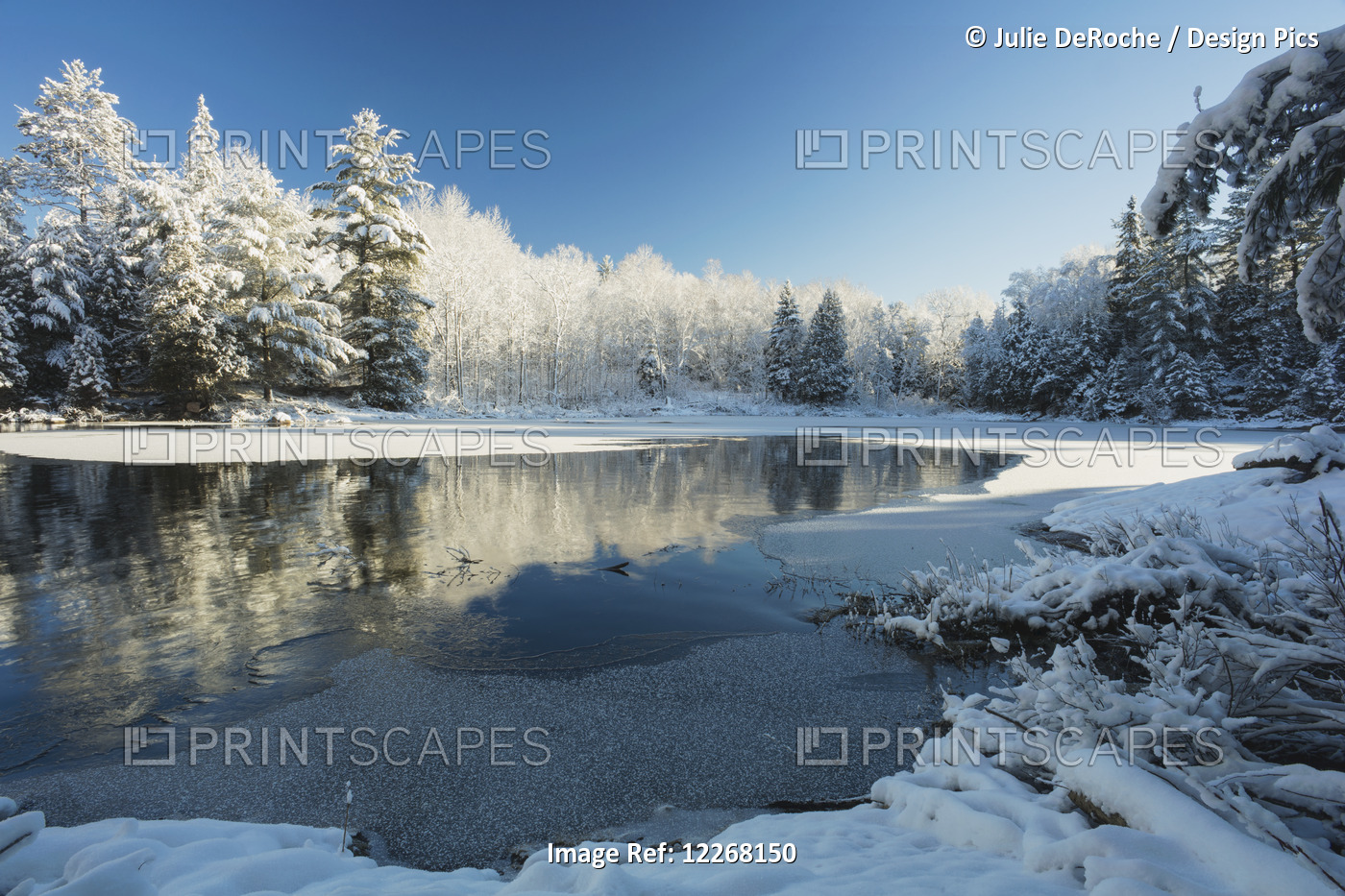 Winter Landscape With Ice On A Lake; Ontario, Canada
