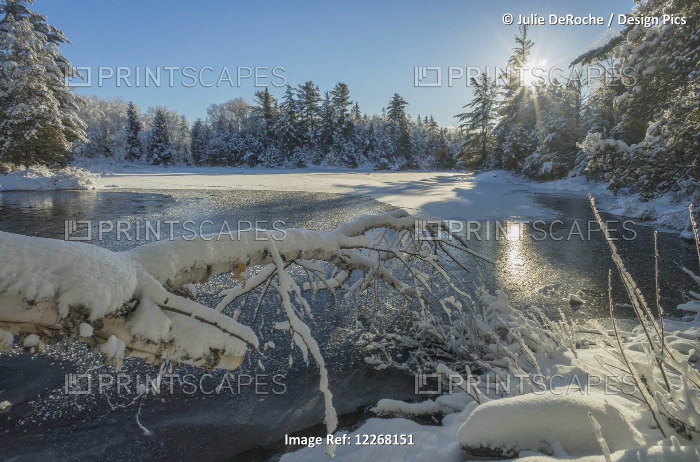 Winter Landscape With Ice On A Lake; Ontario, Canada