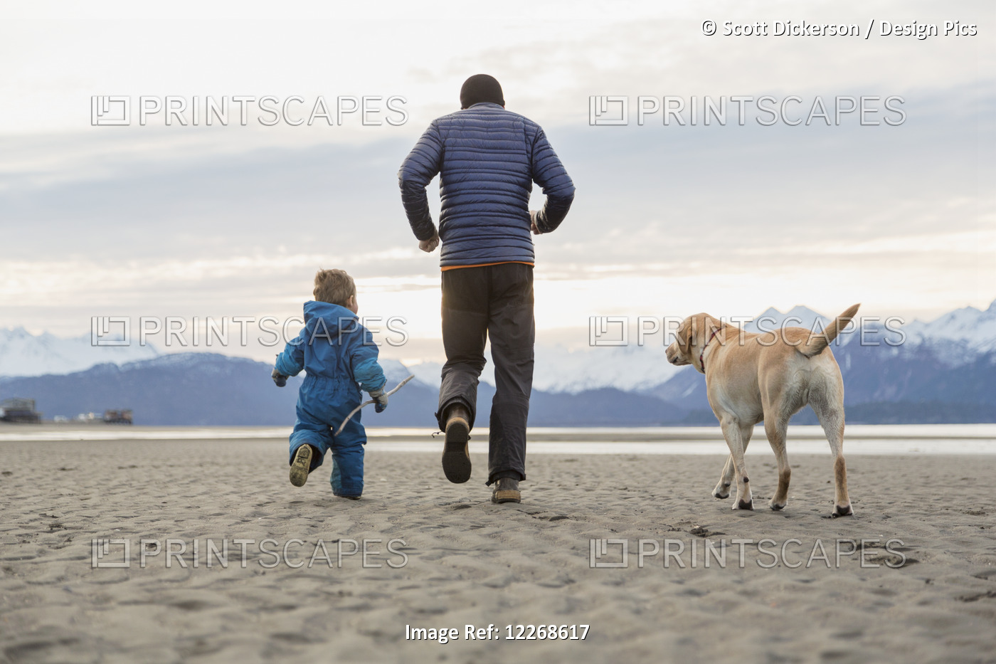 Father And Son Play On Beach On The Homer Spit, Kenai Peninsula, Southcentral ...