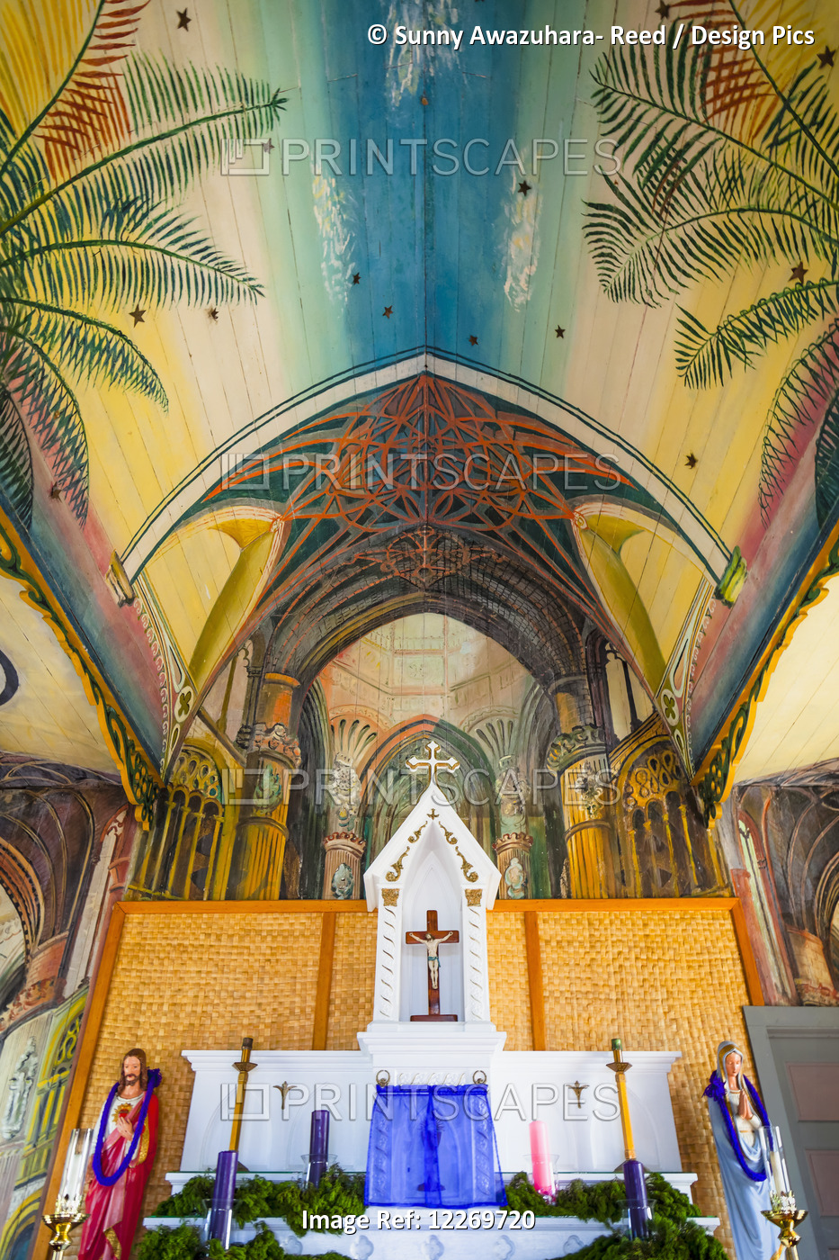 Interior Of St. Benedict's Painted Church, Captain Cook; Island Of Hawaii, ...
