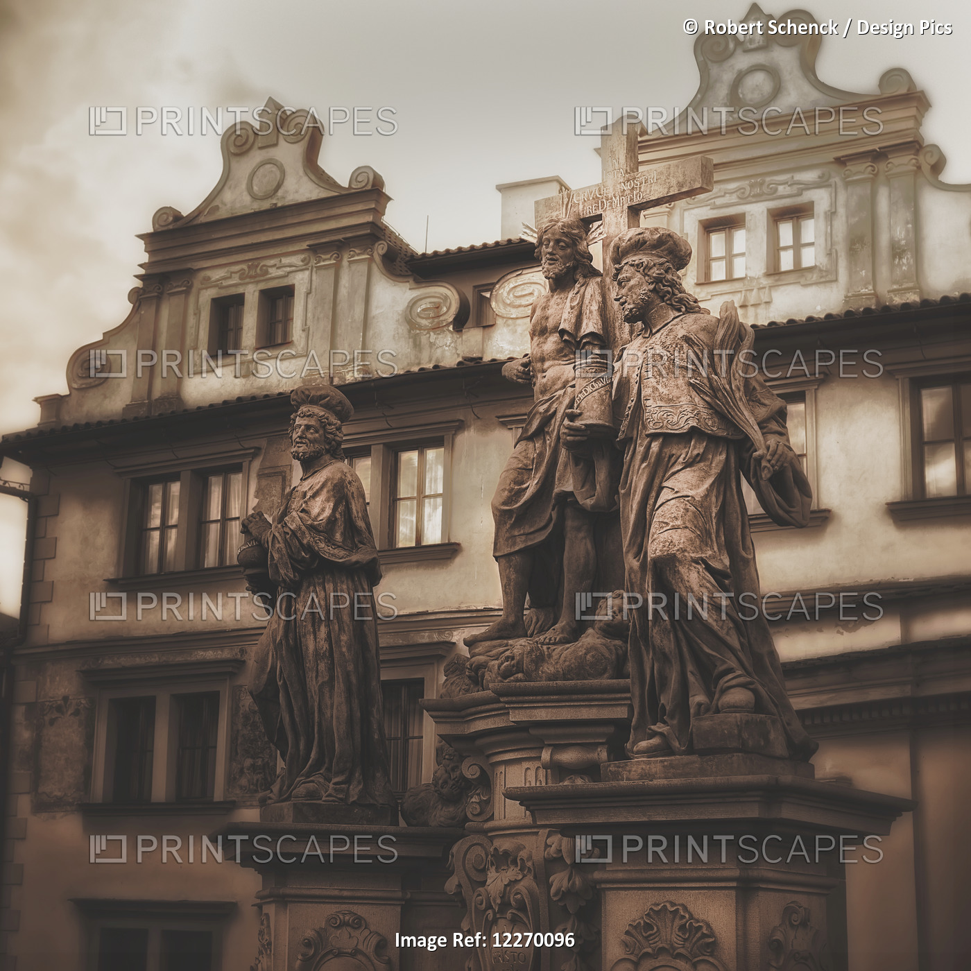 Statues Along The Karl Bridge; Prague, Czech Republic