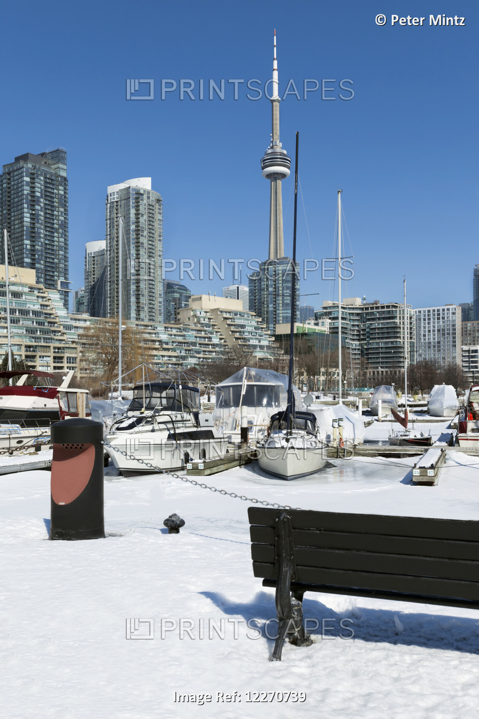 Boats In Marina At Harbourfront In Winter; Toronto, Ontario, Canada