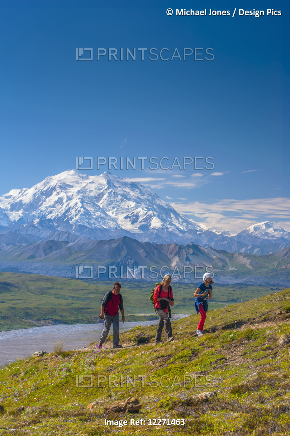 A Family Of Three Are Hiking Up A Trail Near The Eielson Visitor Center In ...