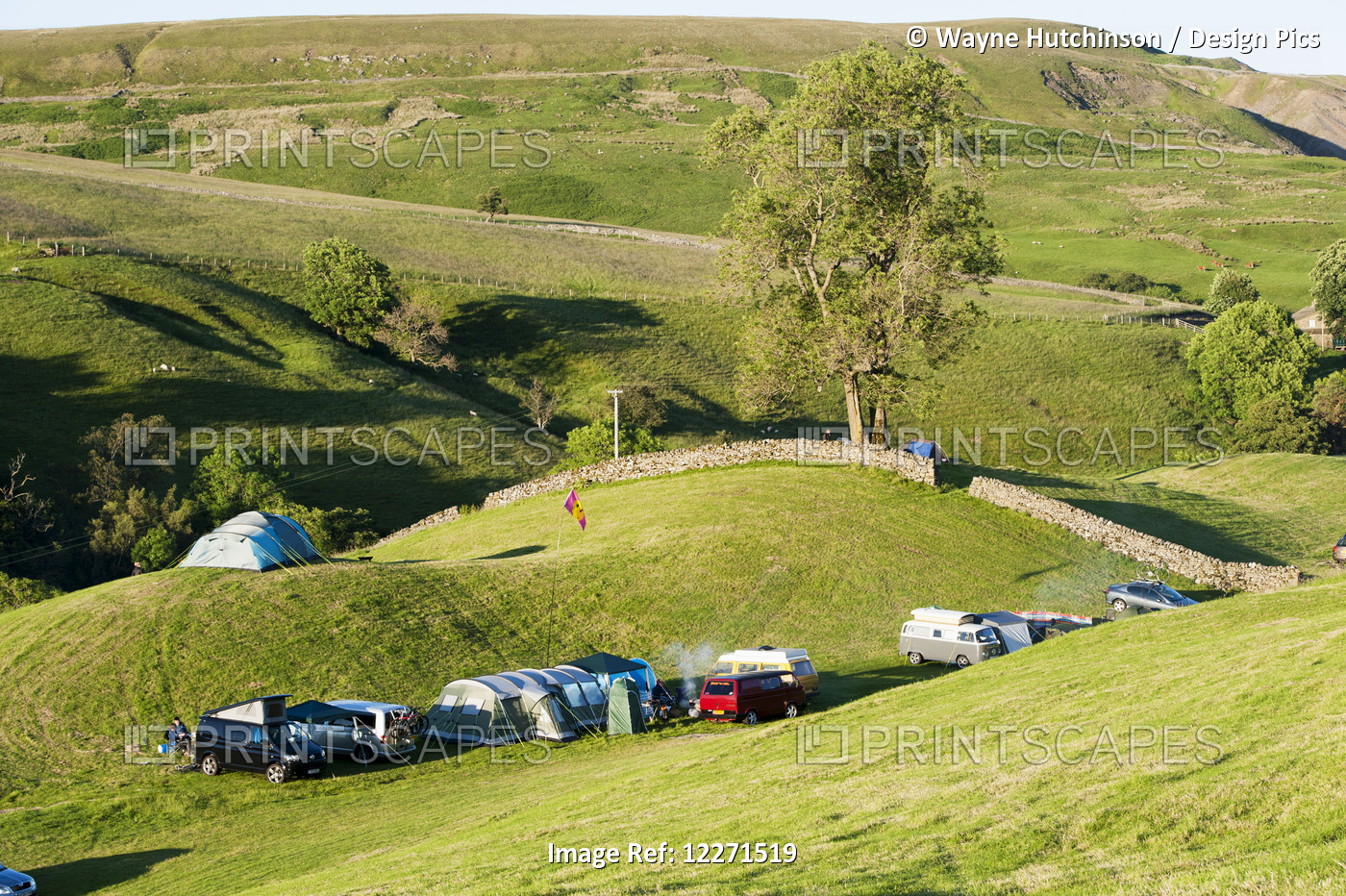 Campsite In Farmers Field; Swaledale, North Yorkshire, England