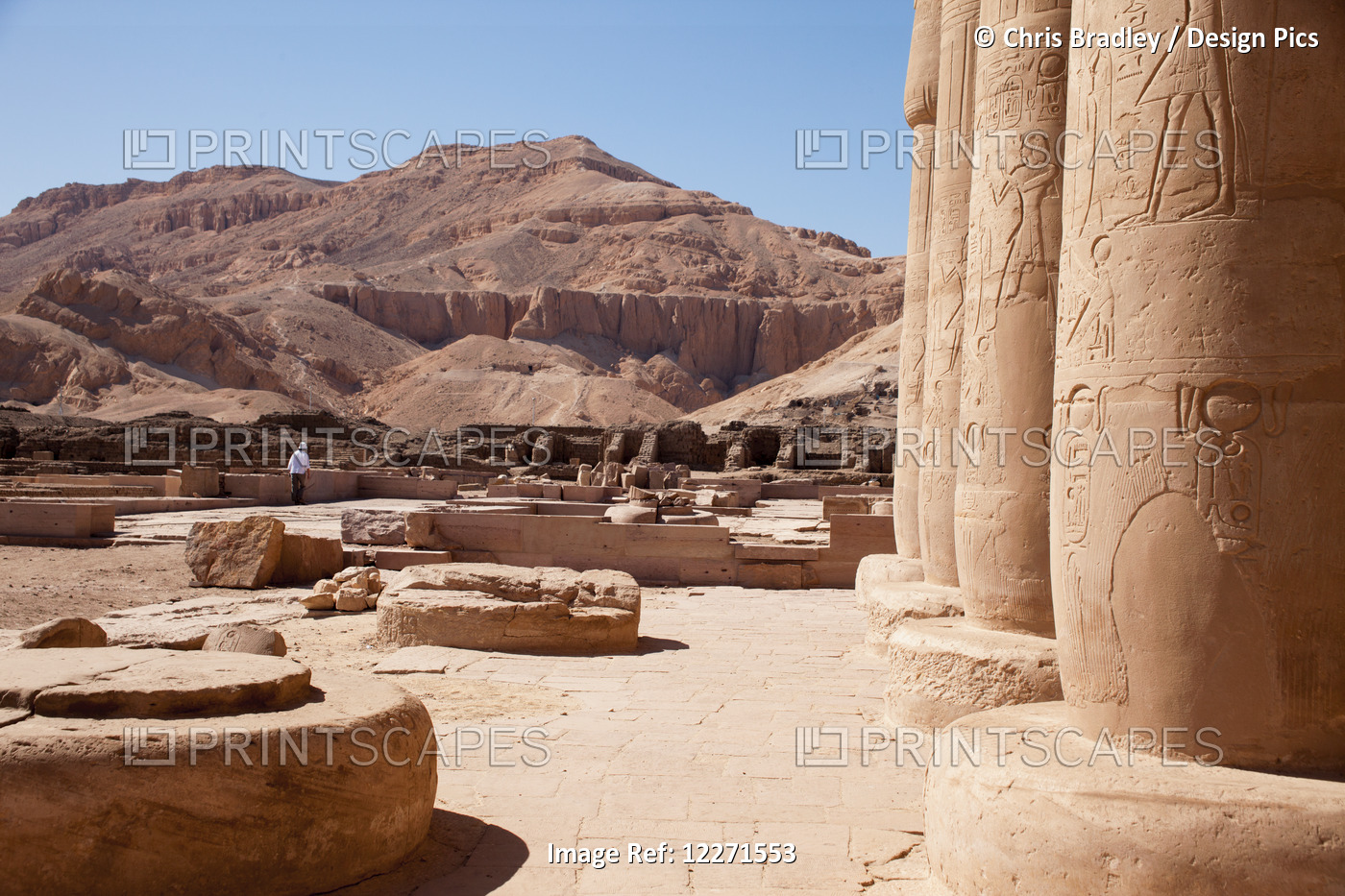 Tourist At Ramesseum Funerary Temple, West Bank; Luxor, Egypt