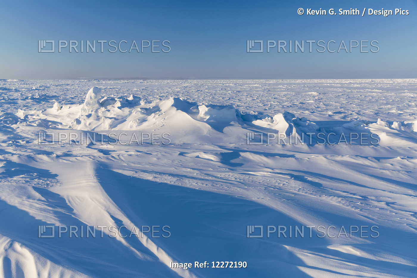 Snow Drifts Covering Sea Ice Pressure Ridges At Point Barrow, Arctic Alaska, In ...
