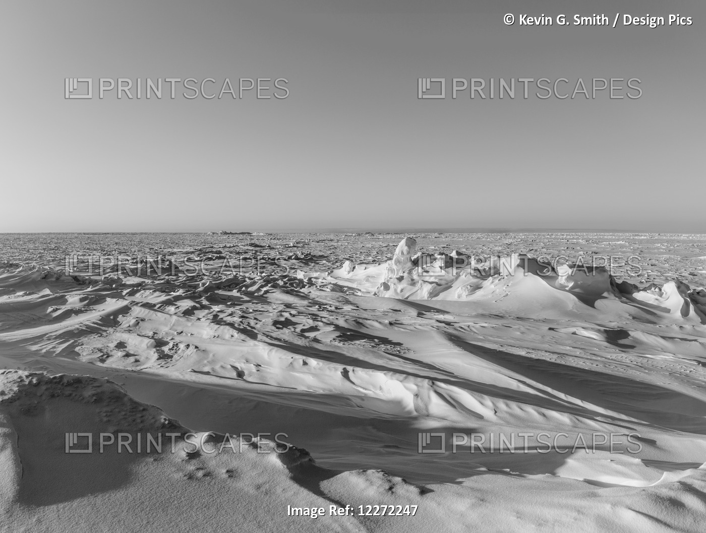 Snow Drifts Covering Sea Ice Pressure Ridges At Point Barrow, Arctic Alaska, In ...