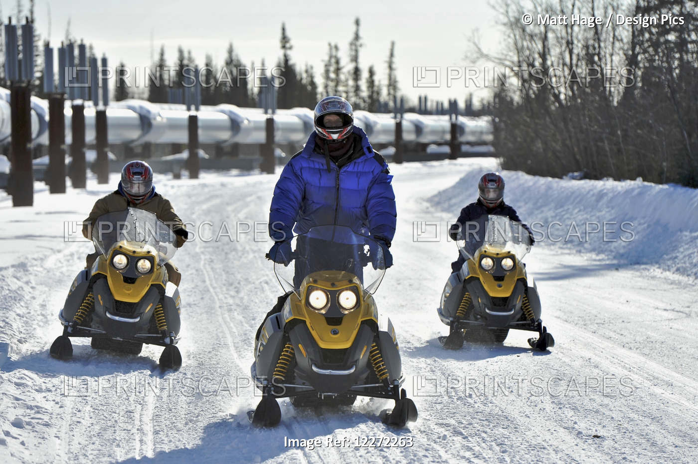 Iron Dog Adventure Guide Leads A Snowmachine Tour Along A Section Of The ...