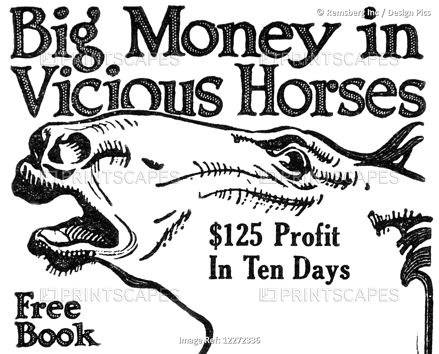 "big Money In Vicious Horses" Illustration From Early 20th Century.