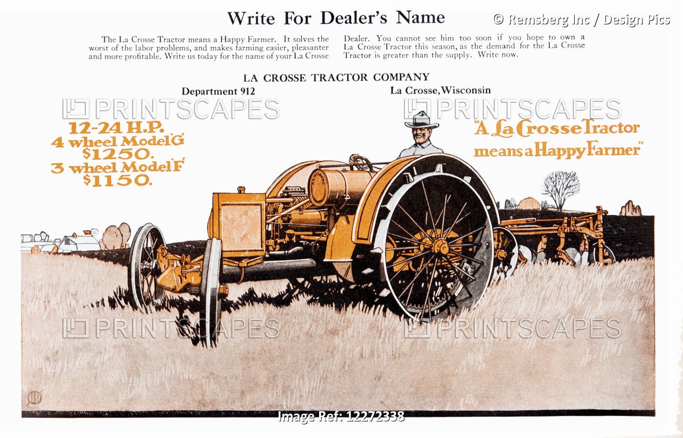 Lacrosse Tractor Advertisement From The Early 20th Century.