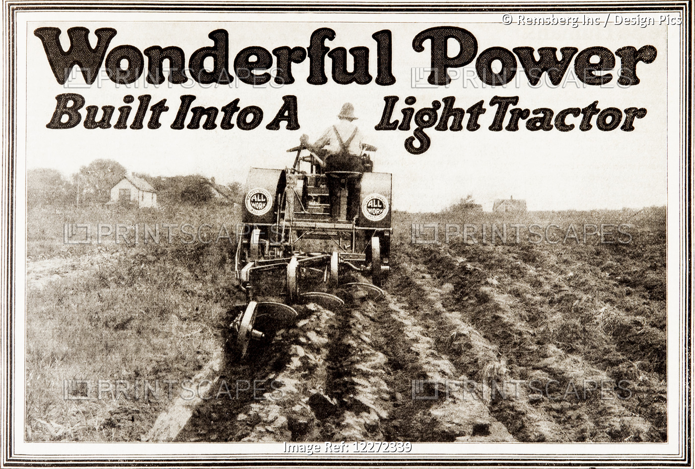 Historic Tractor Advertisement From Early 20th Century.