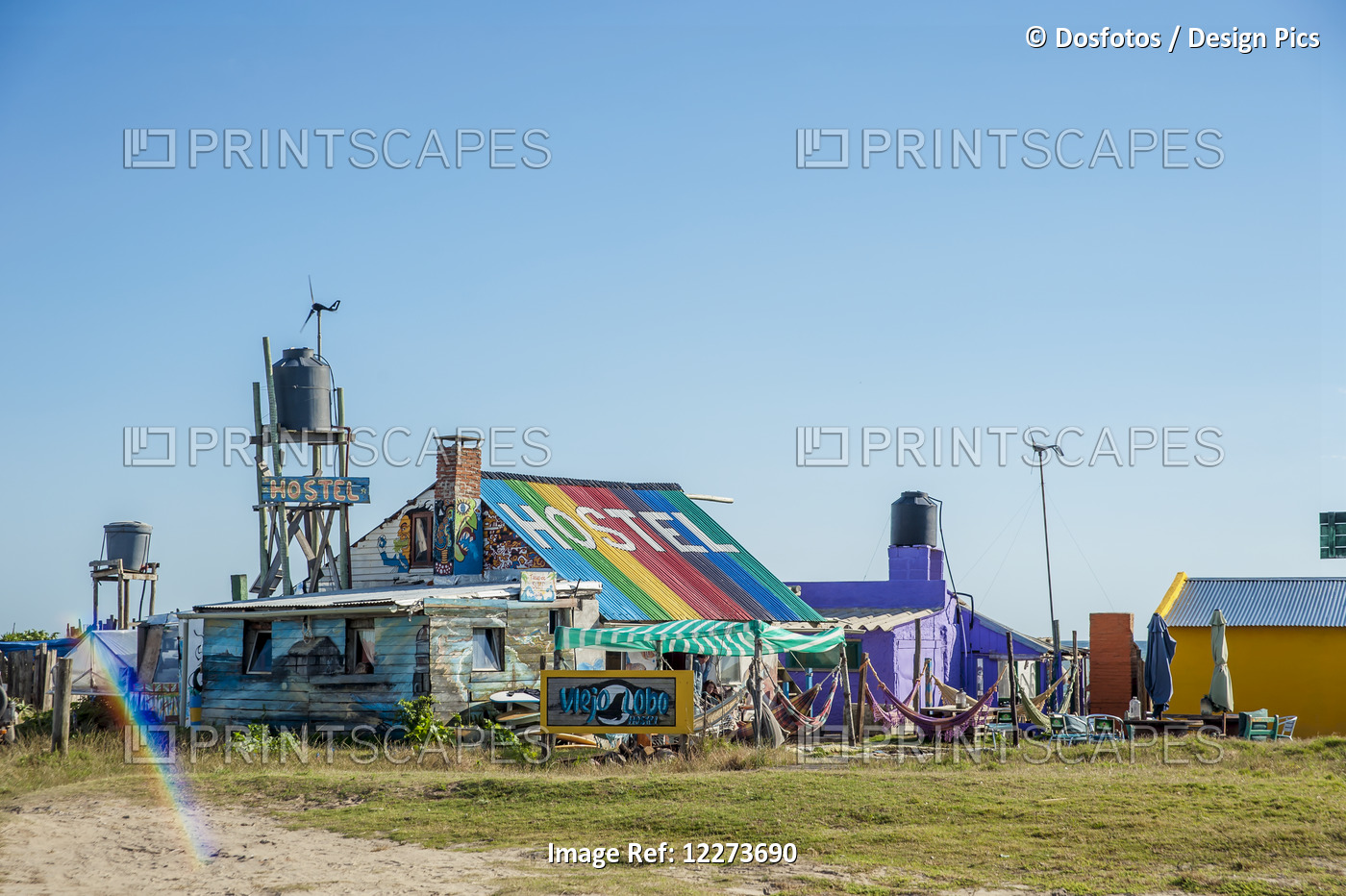 Colourful Hostel Along The Coast; Cabo Polonio, Uruguay