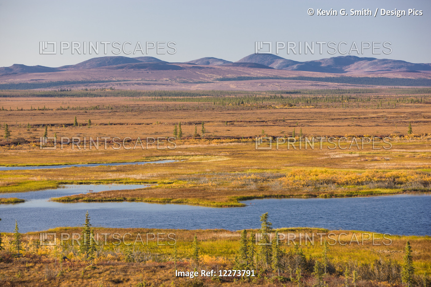 Autumn Coloured Tundra And Lake, The Igichuk Hills And Surrounding Tundra; ...