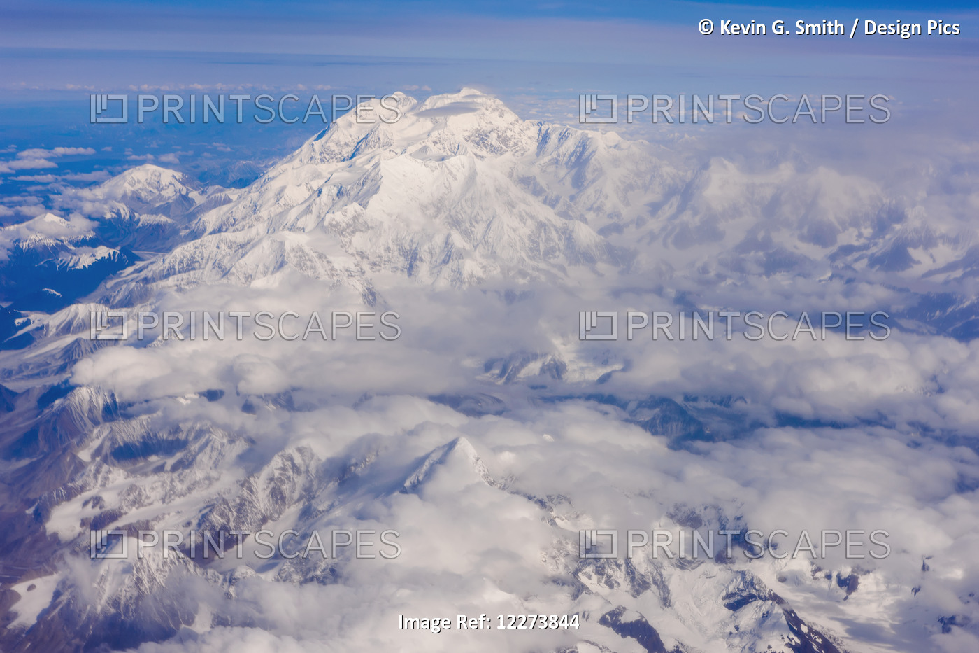 Aerial View Of Mount Mckinley From The West, Lakes And Glaciers, Low Altitude ...