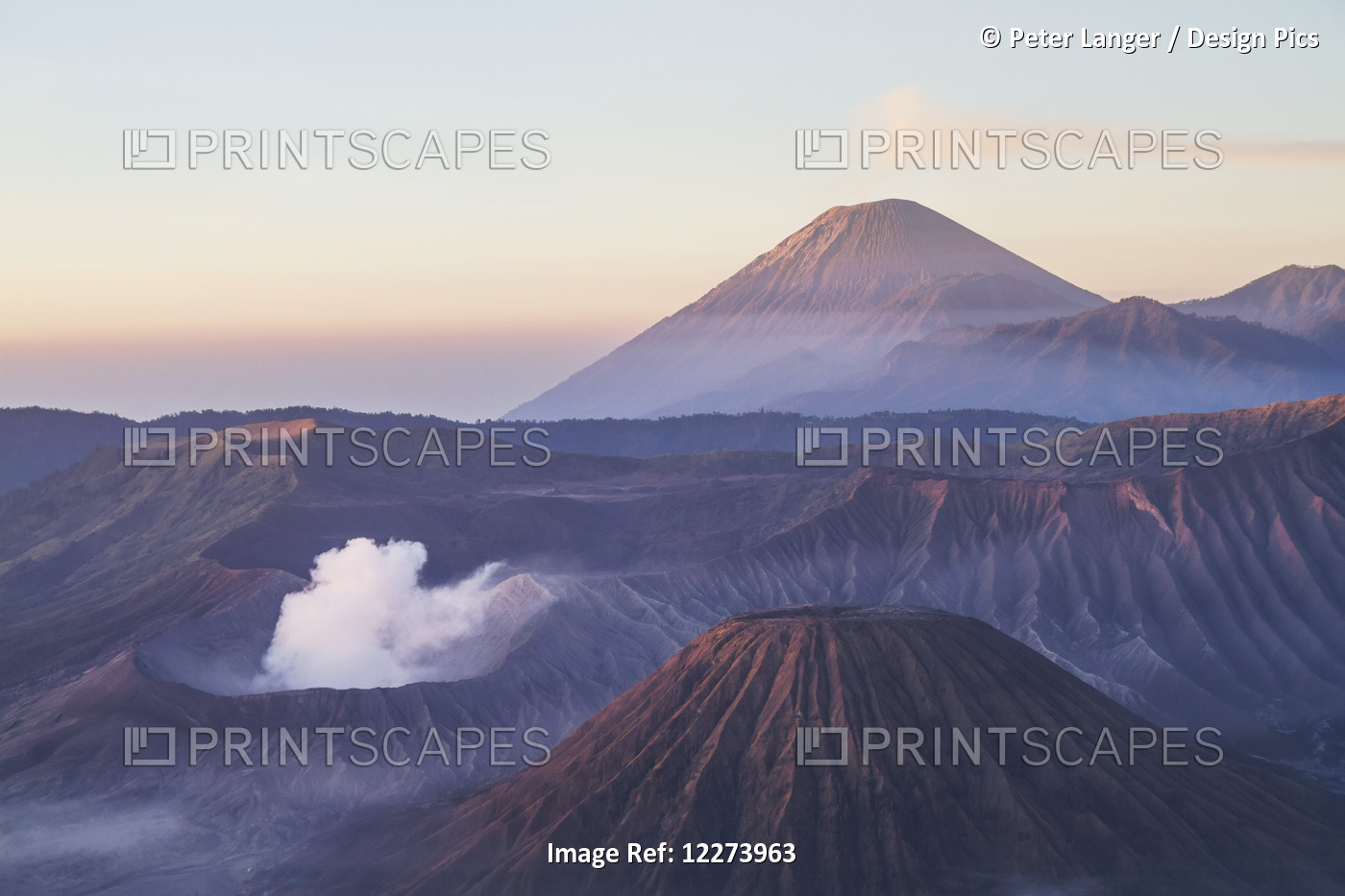 Tengger Caldera With Steaming Mount Bromo, Mount Batok And Mount Semeru In The ...