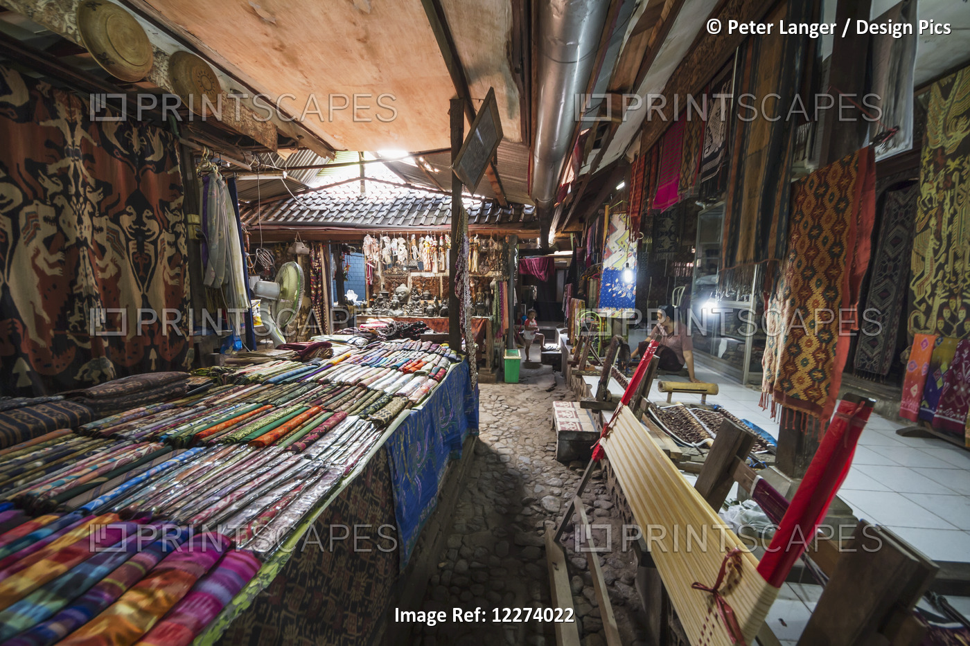 Balinese Fabrics For Sale In A Store, Tenganan Pegringsingan, Bali, Indonesia