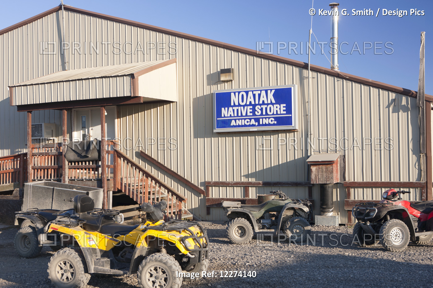 Atvs Parked Outside Of The Noatak Native Store, Noatak, Arctic Alaska, USA, Fall
