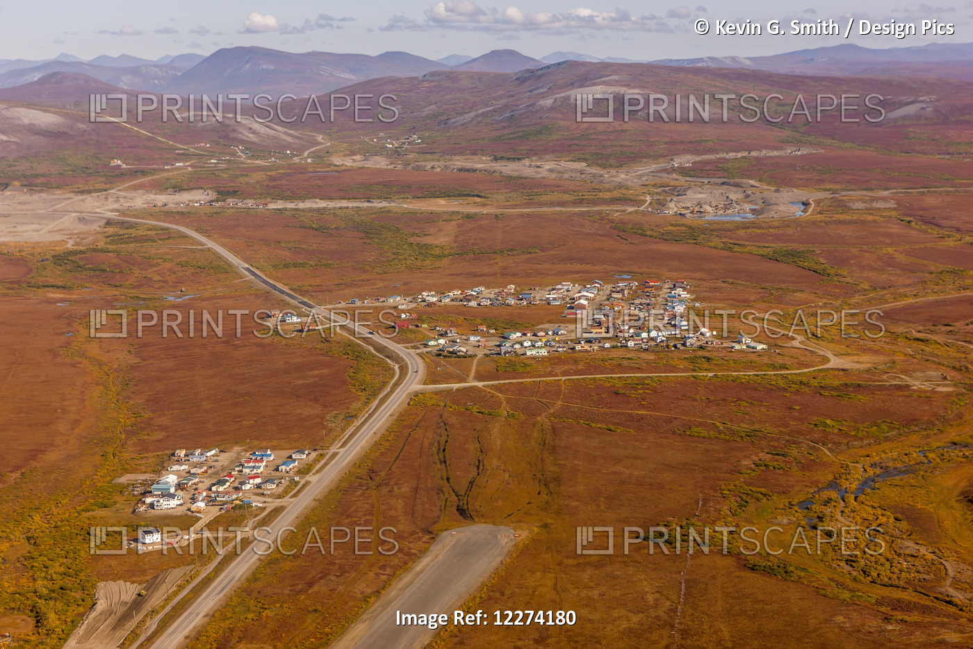 Aerial View Of Subdivisions In Nome And The Colorful Surrounding Tundra, Arctic ...