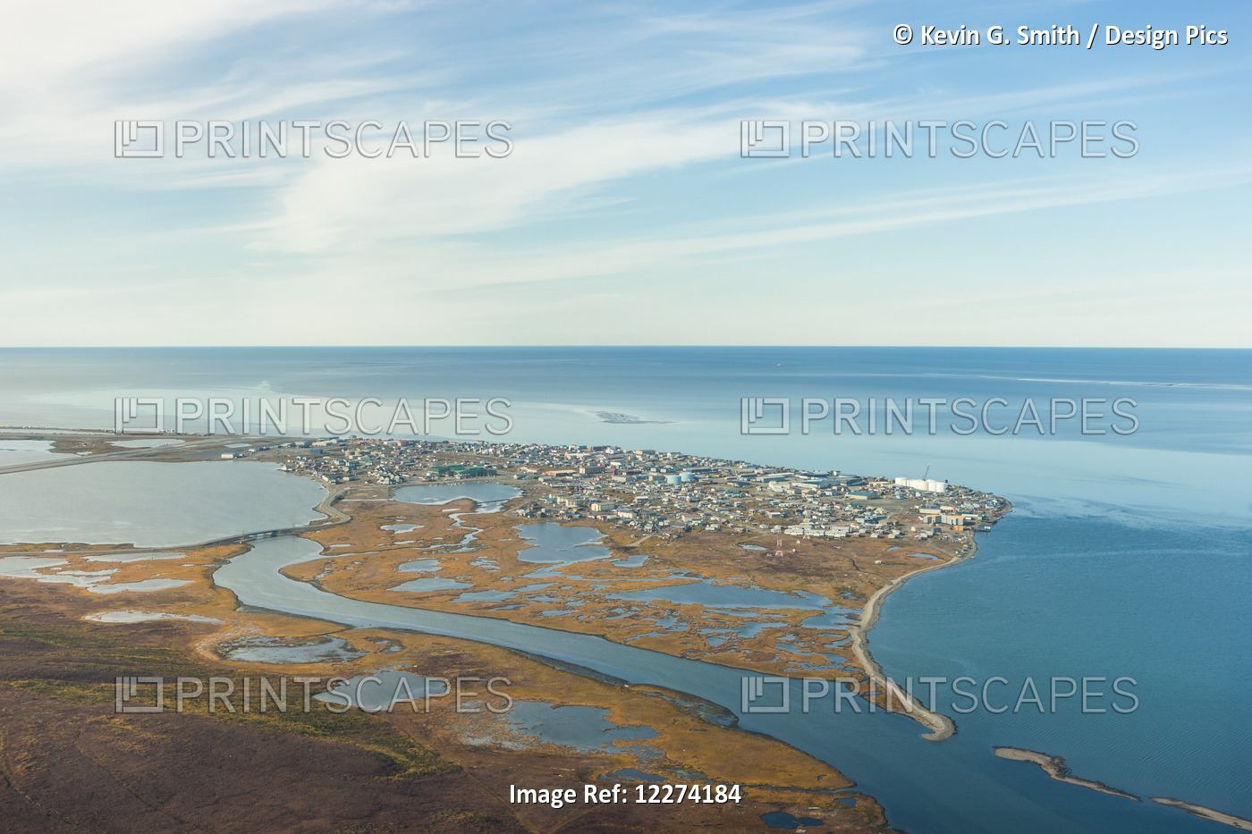 Aerial View Of The Town Of Kotzebue, Baldwin Penninsula, Kotzebue Sound, Arctic ...