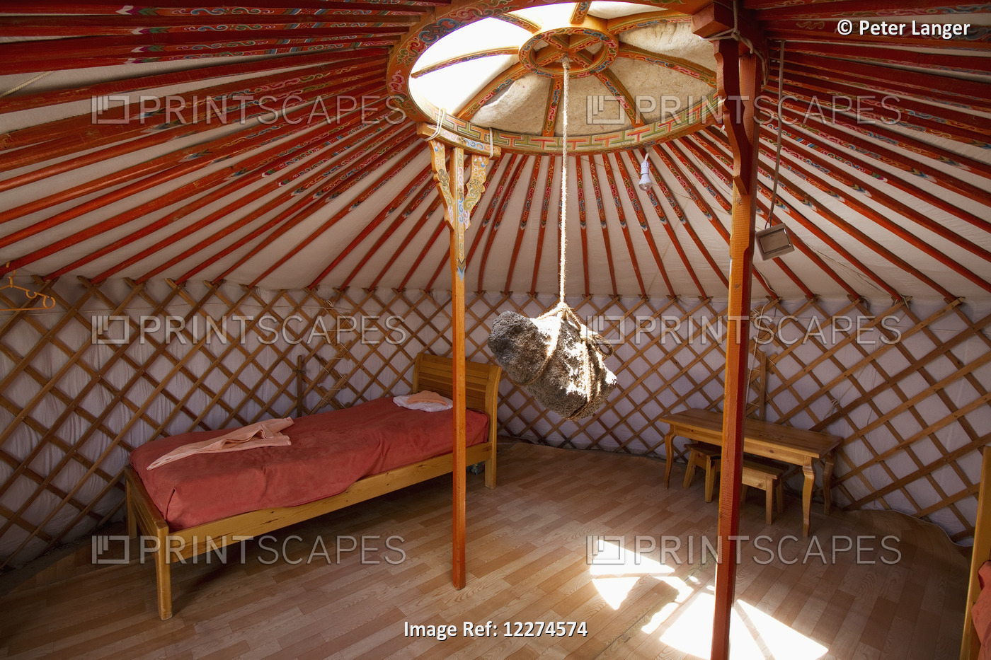 Rock Hanging Of The Crown In The Interior Of A Mongolian Ger (Yurt) Tourist ...