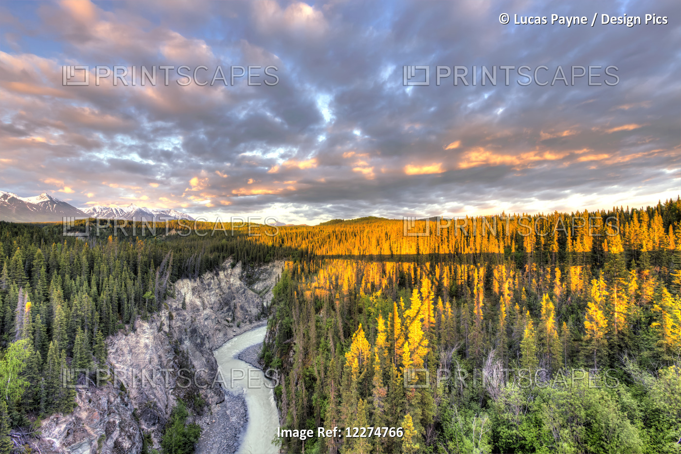 Scenic View Of The Kuskulana River Canyon And Wrangell Mountains At Sunset From ...