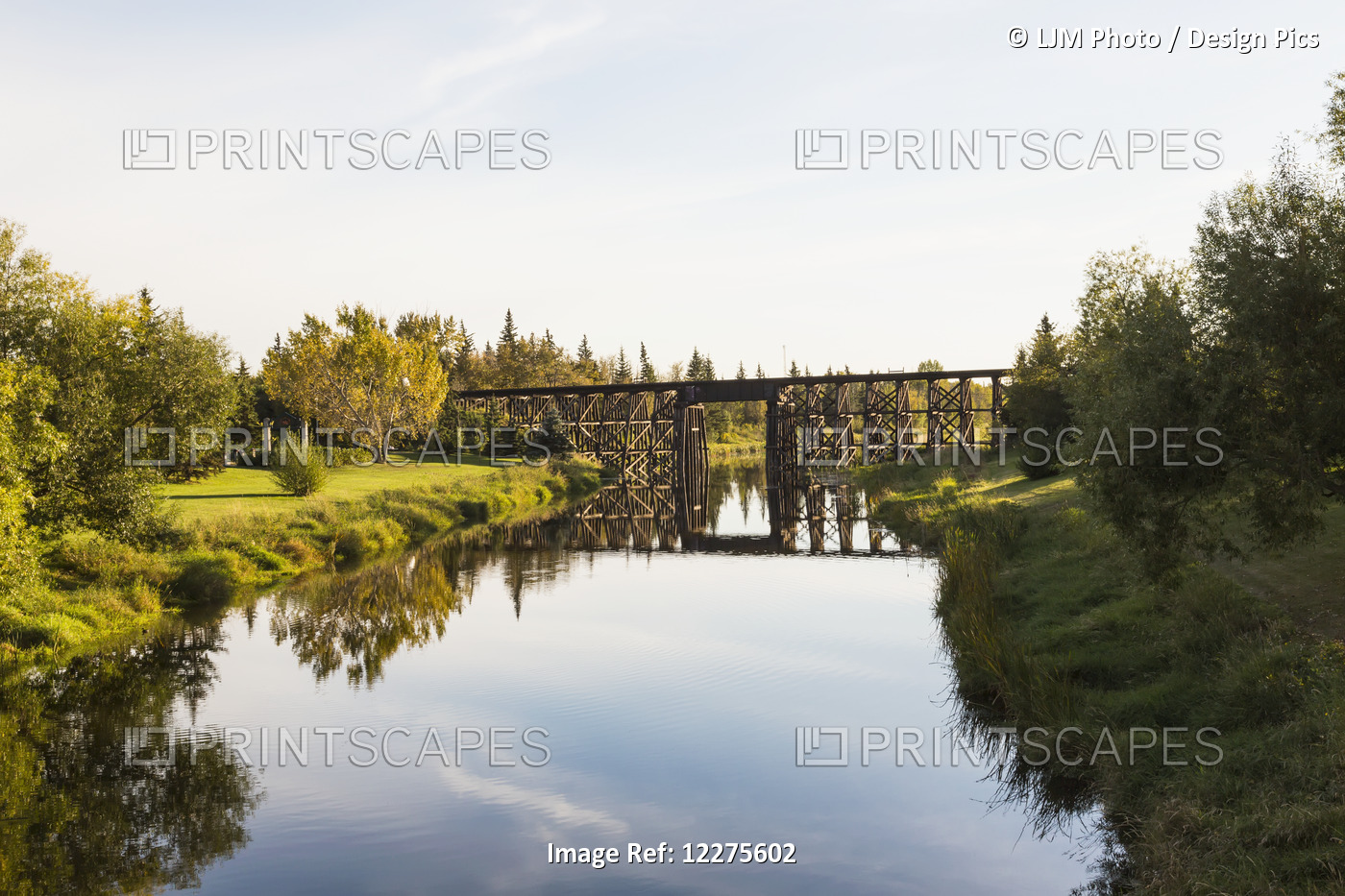 Tressel Bridge Over Sturgeon River; St. Albert, Alberta, Canada
