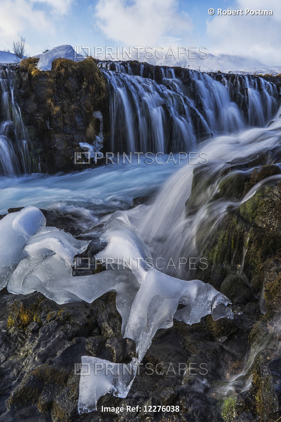 Ice Has Been Left Behind After The Bruarfoss Waterfall Has Melted; Iceland