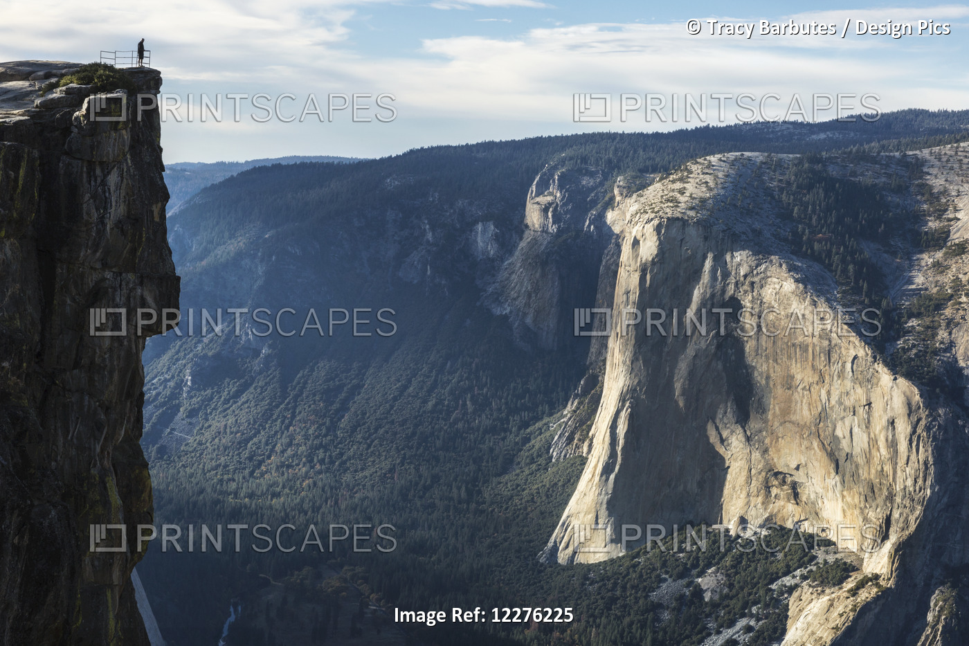 A Yosemite National Park Visitor Stands At Taft Point, Which Overlooks Yosemite ...