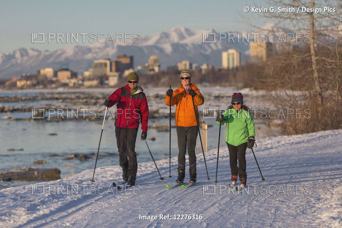 People Cross Country Skiing On The Tony Knowles Coastal Trail Near Earthquake ...