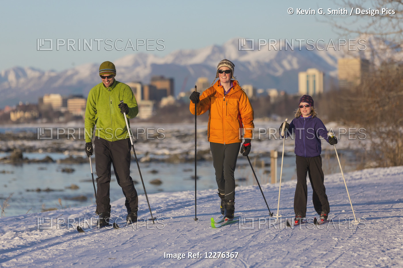 People Cross Country Skiing On The Tony Knowles Coastal Trail Near Earthquake ...