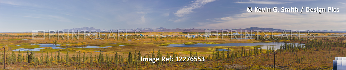Panoramic View Of The Village Of Noatak, Surrounding Wetlands And The Baird ...