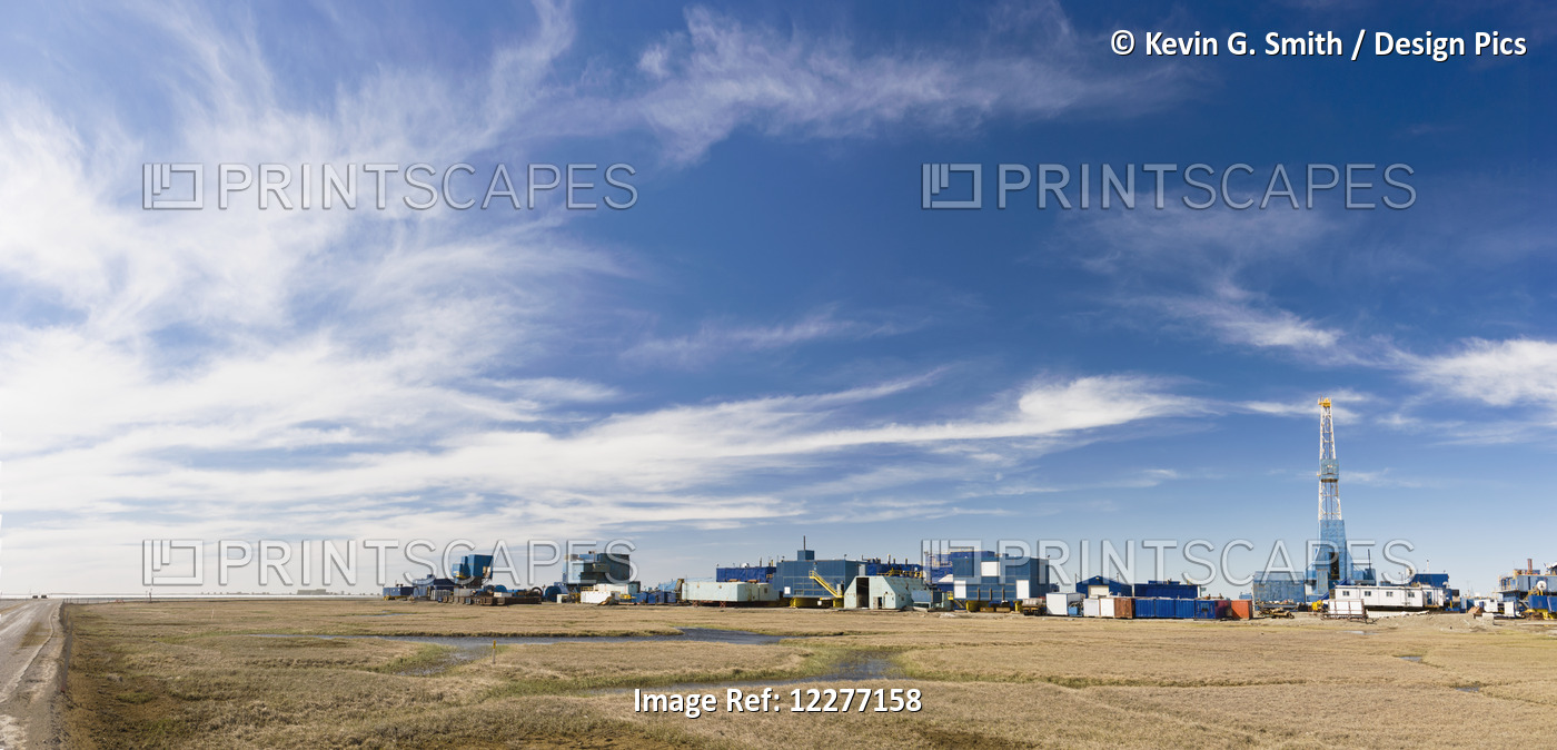 Oil Rig And Support Buildings, Prudhoe Bay, Arctic Alaska