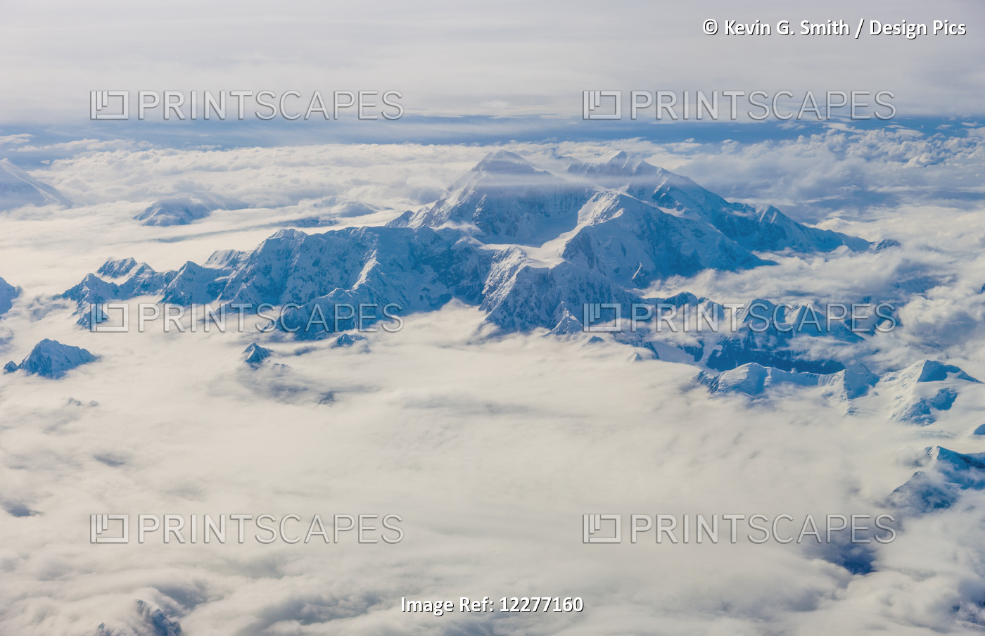 Aerial View Of Snowcovered Mt. Mckinley's Northwest Buttress, Interior Alaska, ...