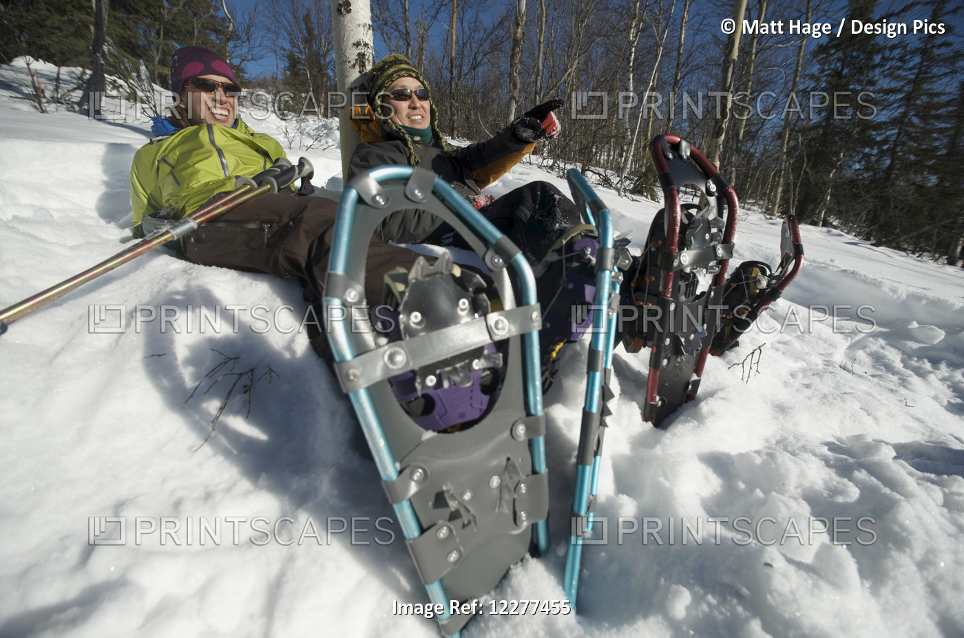 Snowshoers Take A Break In The Sun While Snowshoeing In Interior Alaska North ...