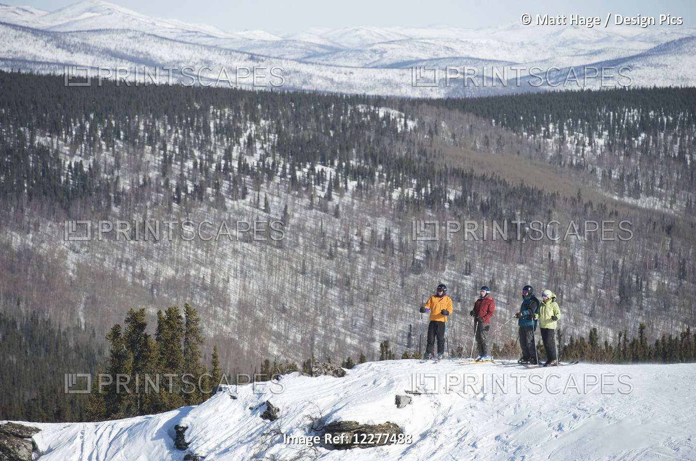 Friends Take In The View During A Day Of Downhill Skiing At Mt. Aurora Skiland ...