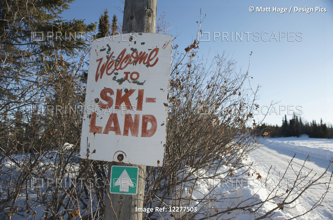 Welcome To Skiland Sign Near Cleary Summit North Of Fairbanks, Alaska