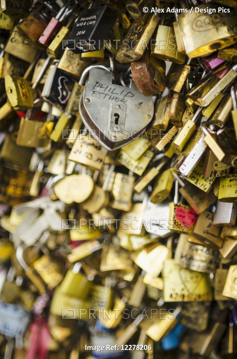 Padlocks With Love Messages Line A Bridge; Paris, France