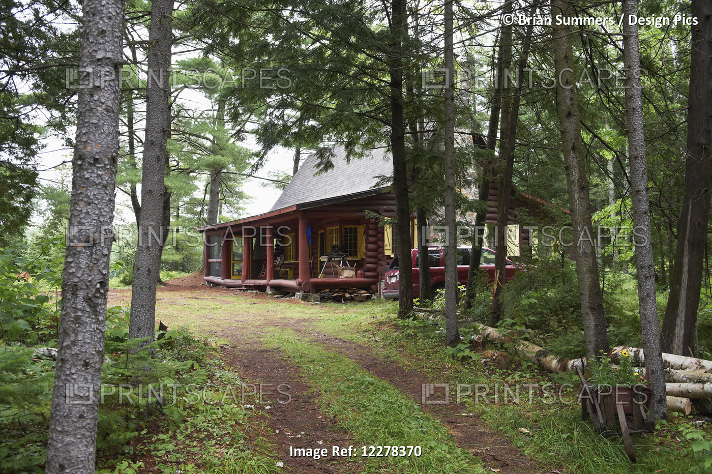 Log Cabin In The Woods; Lac-Des-Neiges, Quebec, Canada