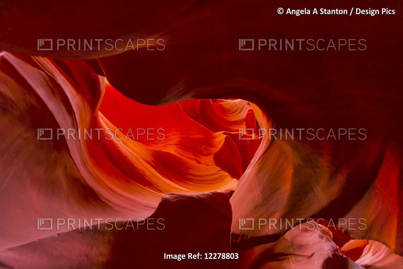Red Rock Illuminated In Antelope Canyon; Arizona, United States Of America