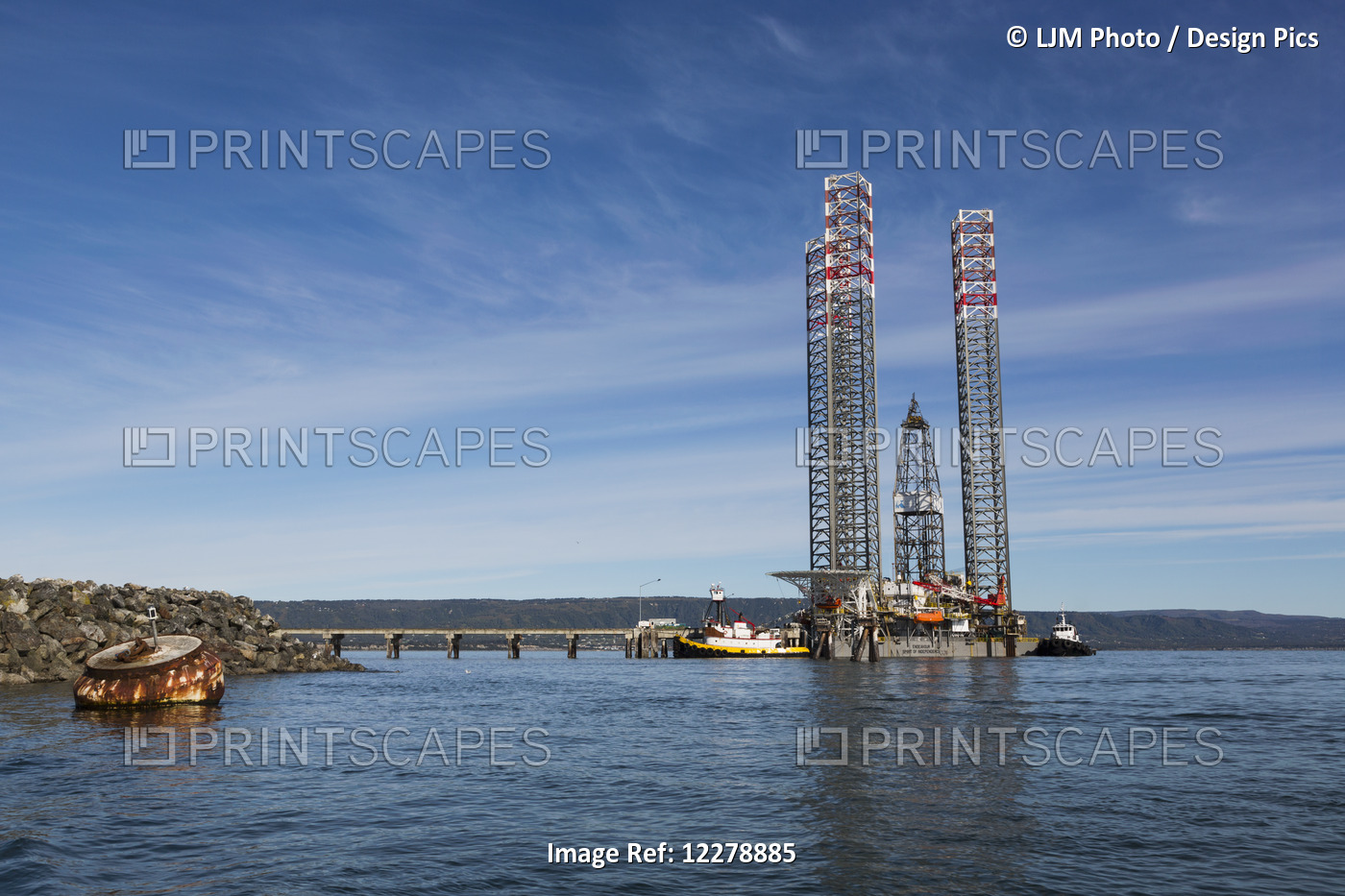 Jack-Up Mobile Drilling Rig Moored At A Pier In Homer, Southcentral Alaska